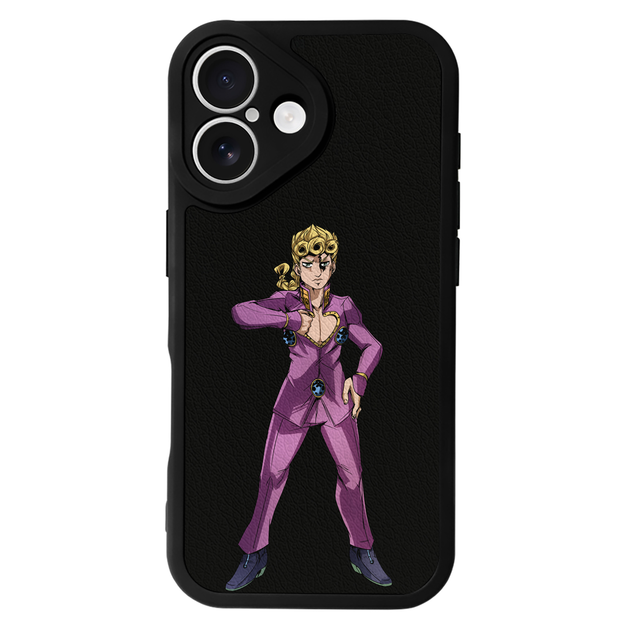 （画像用） ジョジョの奇妙な冒険 ジョルノ?ジョバァーナ JoJo's Bizarre Adventure Giorno Giovanna 【iPhone 16シリーズ対応】シリコンスマホケース（レザー調） 材質：シリコン